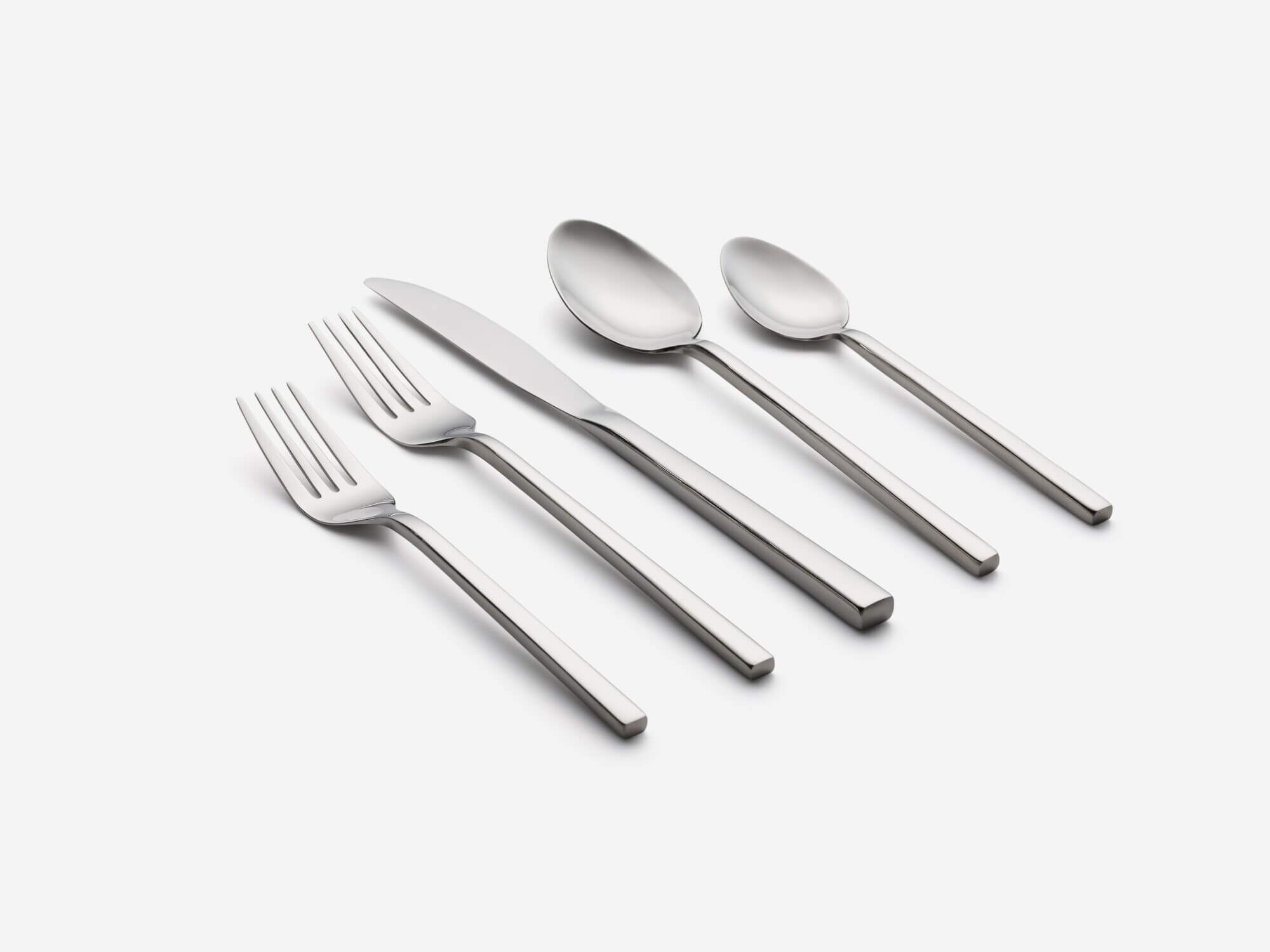 Top view of modern silverware set